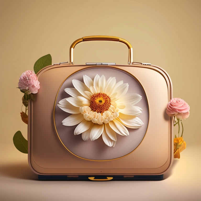A modern, minimalist illustration featuring a stylized, blooming flower with petals shaped like entrepreneur-related icons (briefcase, laptop, etc.), surrounded by subtle, swirling lines evoking growth and movement.