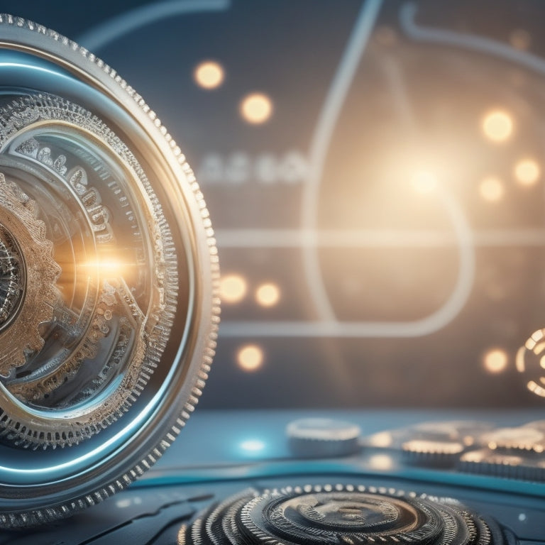 A futuristic, high-tech background with interconnected gears, circuits, and coding symbols, featuring a central Adobe Commerce logo in metallic silver, surrounded by orbiting icons of e-commerce, development, and expertise.
