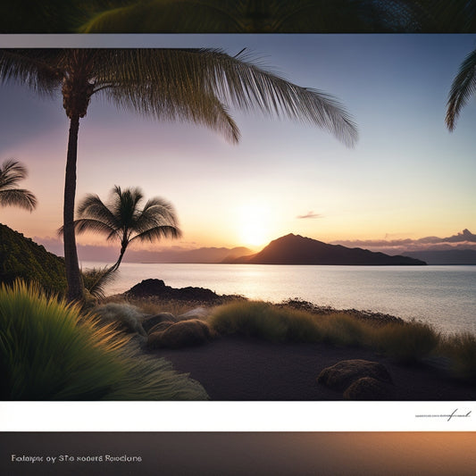 A serene Hawaiian landscape with a subtle palm tree silhouette, a faint PDF document outline in the background, and a stylized, modern digital signature symbol (e.g., a swoosh or a loop) emerging from the document.