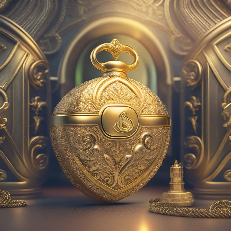 A stylized, golden key unlocking a treasure chest filled with Virtuemart logos, surrounded by swirling lines and shapes that evoke a sense of freedom and empowerment.