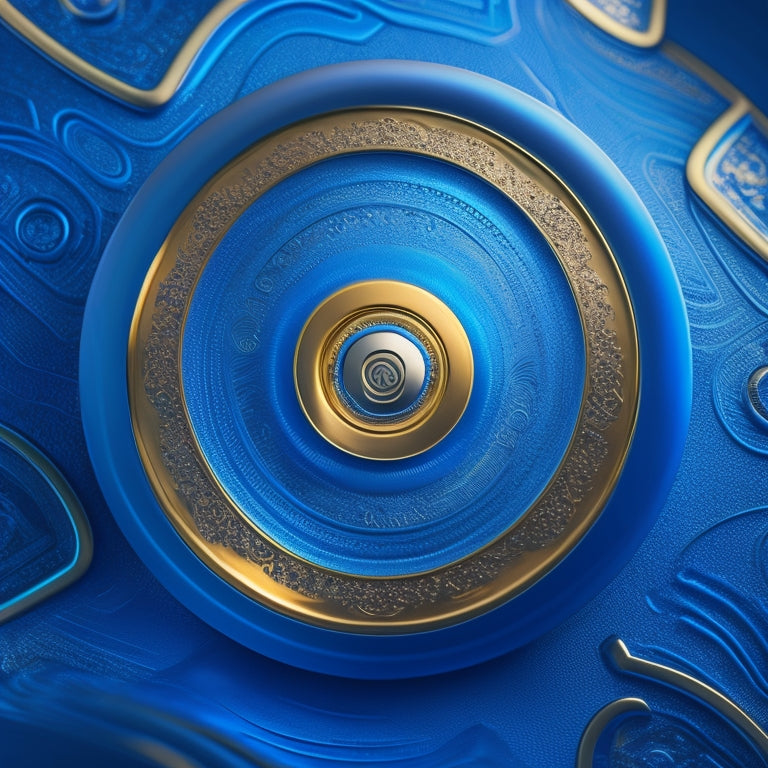 A abstract composition featuring a golden loyalty badge surrounded by swirling patterns of 1s and 0s, with a subtle gradient of blue hues and a hint of a digital lock in the background.