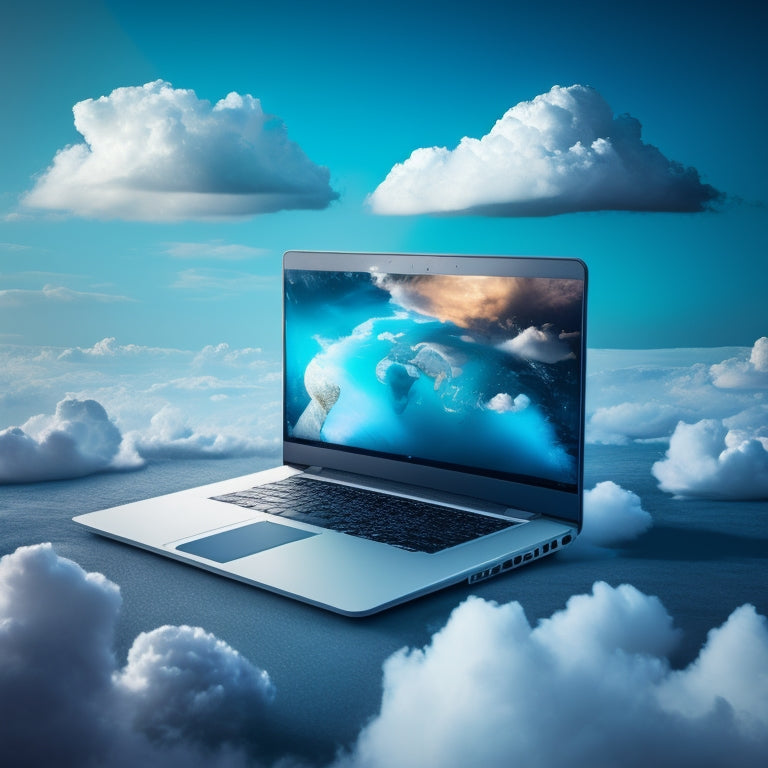 A stylized illustration of a laptop with a puzzle piece fitting into its screen, surrounded by swirling clouds and subtle gradient arrows, conveying a sense of seamless integration and digital harmony.