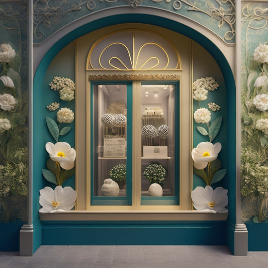 A stylized, minimalist illustration of a boutique storefront with a bursting flower or blooming vine motif, symbolizing rapid growth, surrounded by subtle, swirling patterns resembling fabric or textiles.