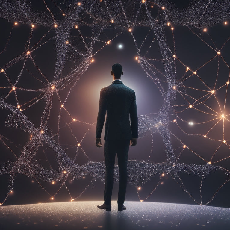 A stylized, minimalist illustration of a human silhouette surrounded by glowing, interconnected nodes and swirling patterns, conveying a sense of personalized, seamless, and omnichannel customer experiences.