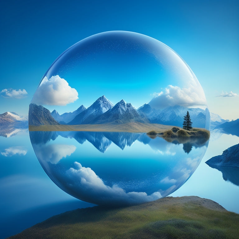 A serene landscape with a website icon (a stylized globe with a screen) migrating from a blue host-shaped cloud to a new, unknown cloud, surrounded by gentle, flowing arrows and subtle, shimmering effects.