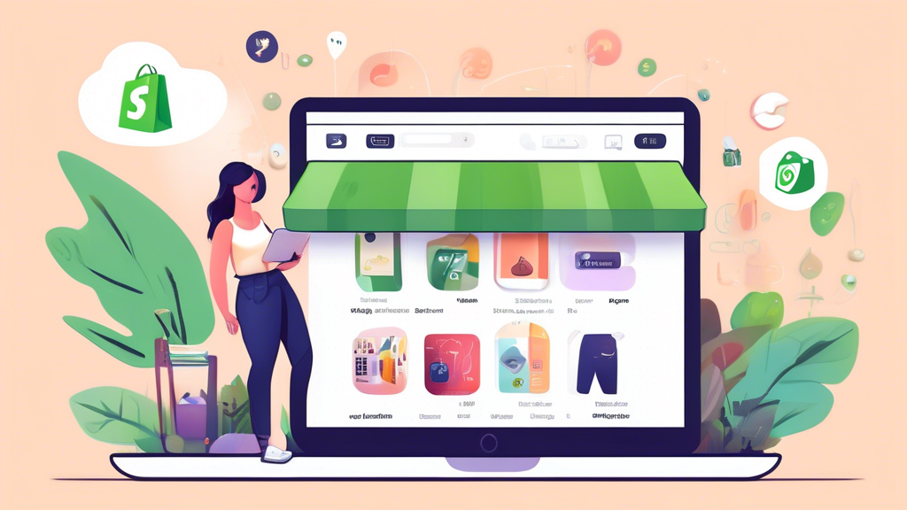 An illustration of a Shopify app store with various apps that are designed to make the Shopify experience more user-friendly. The apps should be visually appealing and easy to understand. The overall