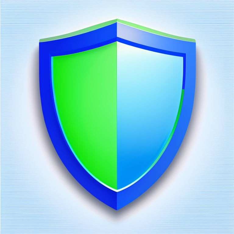 A shield icon with a checkmark, surrounded by a circle with a subtle gradient of blue and green, set against a clean white background, with a faint grid pattern suggesting a website layout.