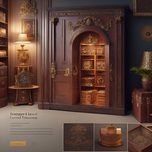 An ecommerce storefront with a locked treasure chest in the center, surrounded by puzzle pieces coming together, with a subtle glow and a faint keyhole on the chest, symbolizing unlocking potential.