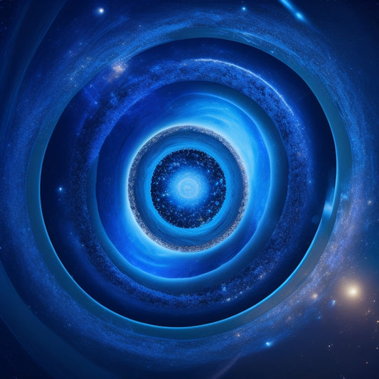 A swirling vortex of 1s and 0s transforms into a kaleidoscope of HTML code, with glowing blue brackets and shimmering silver tags, set against a dark, starry night sky background.