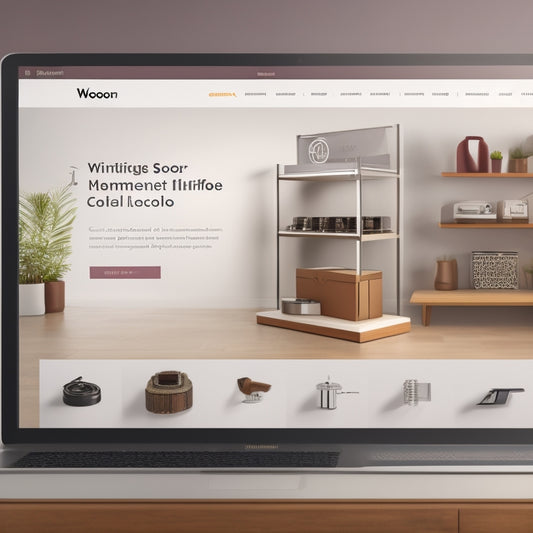An illustration of a WooCommerce storefront with a subtle gear or cogwheel in the background, seamlessly integrating with a Managemore console, surrounded by smooth, curved arrows and minimalistic lines.