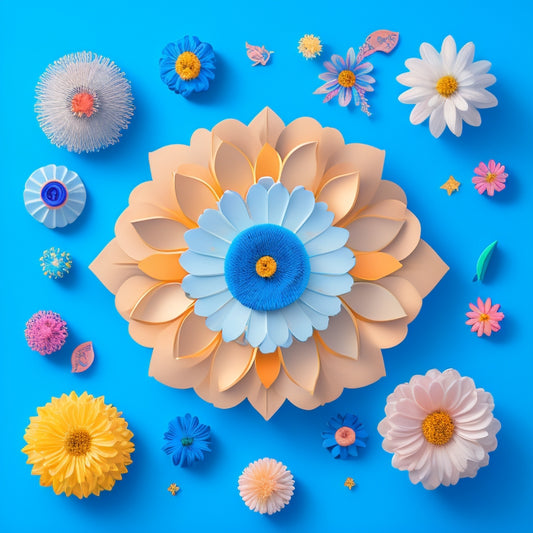 An illustration of a blooming flower with petals shaped like email envelopes, surrounded by circling arrows and rising graphs, set against a bright blue background with subtle commerce-inspired patterns.