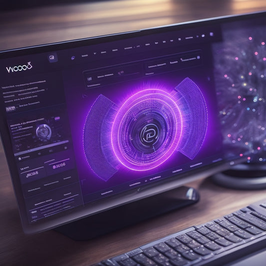 A futuristic, sleek e-commerce dashboard with a WooCommerce logo prominently displayed, surrounded by swirling arrows and gears, with a PDF icon exploding out of a shopping cart in the center.