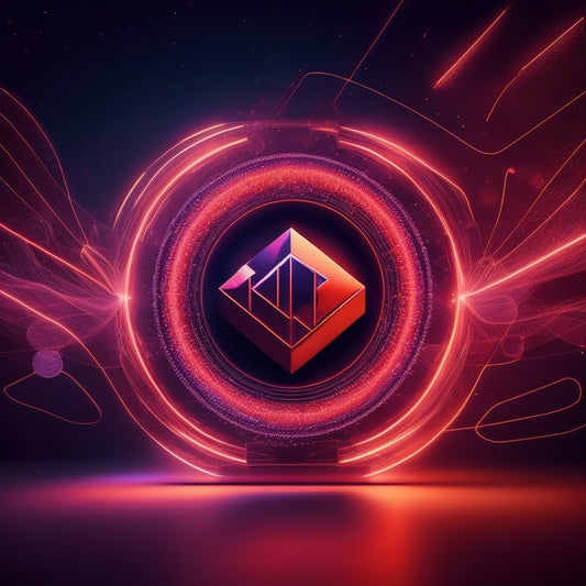 A futuristic, minimalist illustration featuring a stylized Magento logo at its center, surrounded by swirling digital lines and glowing, interconnected nodes, with a subtle shopping bag icon in the background.