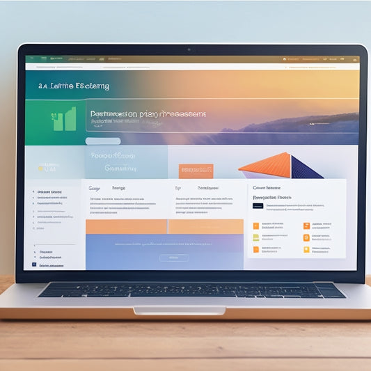 An illustration of a laptop with a subtle gradient effect, displaying a split-screen interface: a e-learning course dashboard on one side and a payment gateway processing page on the other, connected by a swoosh of arrows and lines.