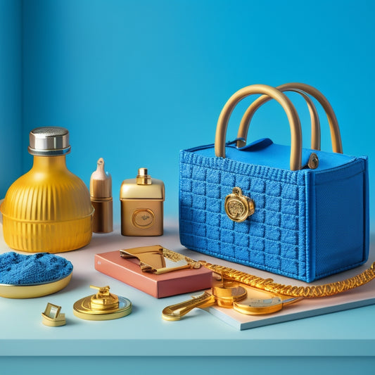 A stylized, modern key unlocking a padlock made of shopping bags, surrounded by subtle e-commerce elements like miniature products, shipping boxes, and a faint grid pattern.