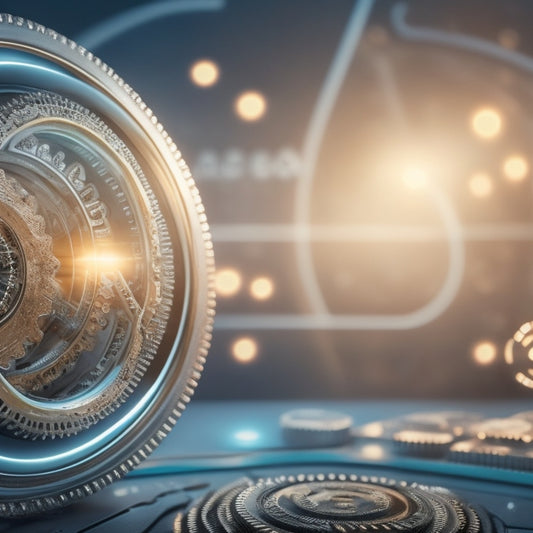 A futuristic, high-tech background with interconnected gears, circuits, and coding symbols, featuring a central Adobe Commerce logo in metallic silver, surrounded by orbiting icons of e-commerce, development, and expertise.