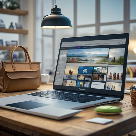 An illustration of a laptop screen displaying a virtual storefront with various digital products, surrounded by icons of different download methods, such as cloud storage, email attachments, and direct links.