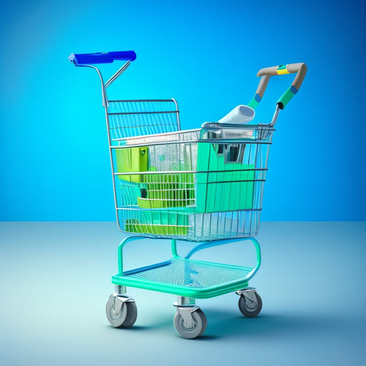 A stylized illustration of a stethoscope wrapped around a shopping cart, with a subtle gradient of blue and green hues, set against a clean white background, surrounded by faint digital circuitry patterns.