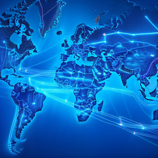 A stylized, futuristic map of Asia-Pacific with glowing blue lines and nodes representing digital connections, surrounded by rising arrows and minimalist shopping bags in bold colors.