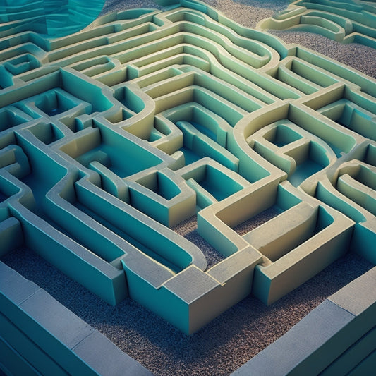An illustration of a maze with a broken, fragmented pathway transforming into a streamlined, cohesive route, symbolizing the organization of URLs through 301 redirects.