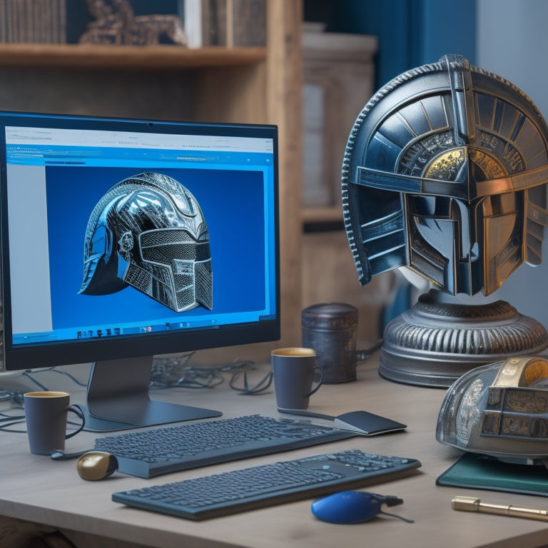 A split-screen image featuring a Spartan helmet with a subtle dollar sign pattern in the background, alongside a laptop with a PCI compliance certificate on the screen, surrounded by miniature shields.