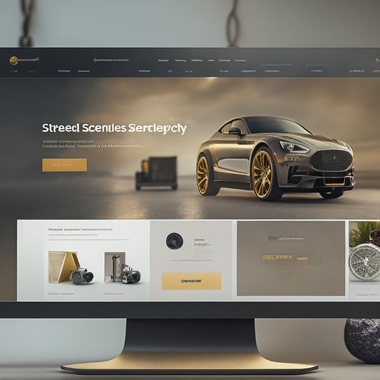 An illustration of a sleek, modern ecommerce website with a prominent download button, surrounded by speeding arrows and gears, conveying efficiency and speed.