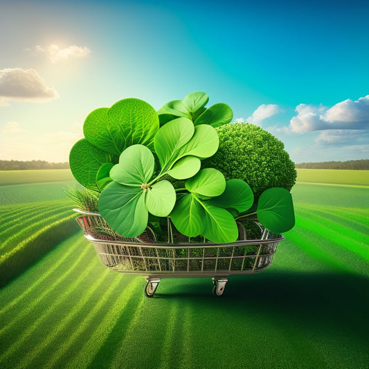 A stylized illustration of a clover plant with four leaves, each representing a key ecommerce aspect (e.g., shopping cart, payment, inventory, analytics), surrounded by subtle, swirling patterns of commerce and technology.