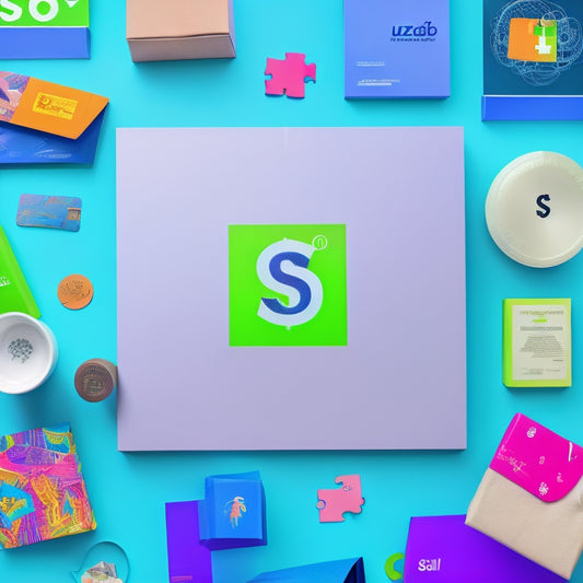 A stylized illustration of a puzzle coming together, with Shopify's logo as the central piece, surrounded by e-commerce elements like shopping bags, credit cards, and laptops, in a bright and modern color scheme.