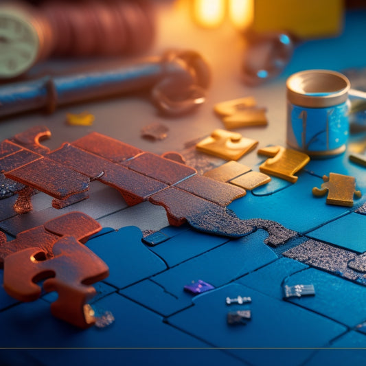 A broken puzzle with missing pieces slowly coming together, surrounded by shattered barriers, chains, and locks, with a faint e-commerce website screenshot in the background, and a subtle upward growth arrow.