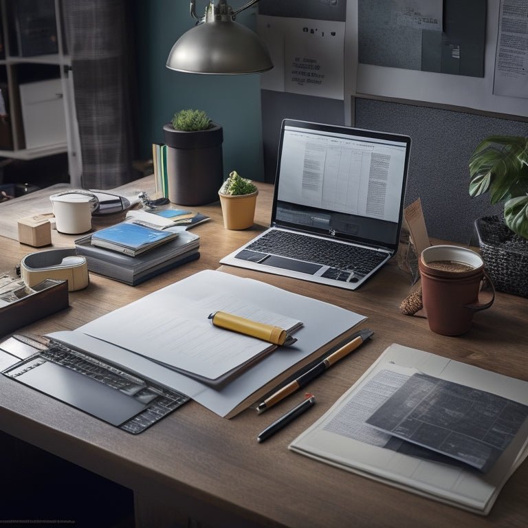 An illustration featuring two contrasting office desks, one cluttered with papers, sticky notes, and a calendar, the other sleek and organized with a laptop and a single, neat notebook.