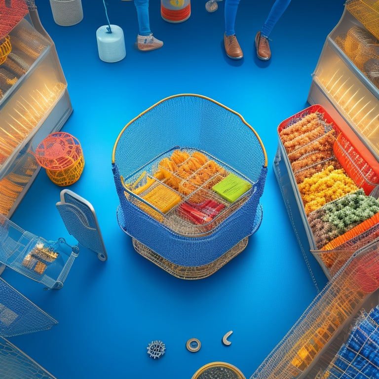 An illustration of interconnected gears with consumer personas and retail elements, such as shopping carts and price tags, embedded within the gears, surrounded by subtle network lines and nodes.