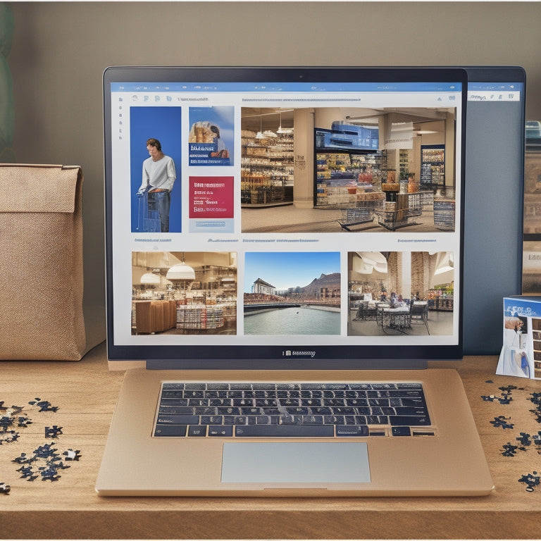 A split-screen image featuring a laptop with a PrestaShop dashboard open on the screen, alongside a tablet with a shopping cart and a "Buy Now, Pay Later" icon, surrounded by puzzle pieces fitting together seamlessly.