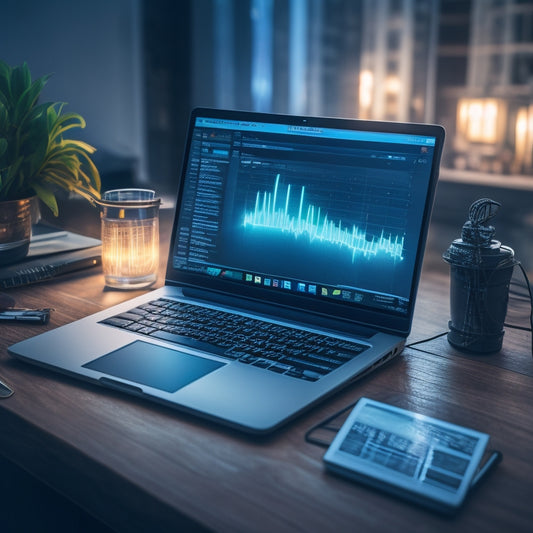 An image featuring a laptop with a glowing screen displaying a graph of increasing sales, surrounded by various digital marketing tools, such as a smartphone, a tablet, and a notebook with a lightbulb above.