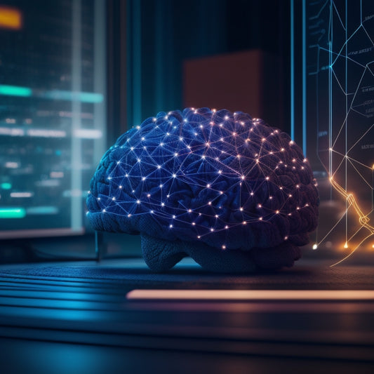 A minimalist illustration of a customer's brain with glowing, interconnected nodes, surrounded by various digital devices and a subtle grid of 1s and 0s in the background.