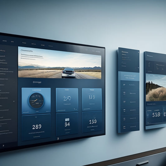A sleek, modern dashboard on a large screen displays a PDF document with crisp, high-contrast graphics, surrounded by intuitive print settings and customization options, set against a calming blue-gray background.