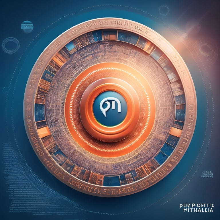 A stylized, modern illustration featuring a PHP logo at the center, surrounded by swirling circles of code, with tiny package icons orbiting around, conveying dynamic movement and repository concept.