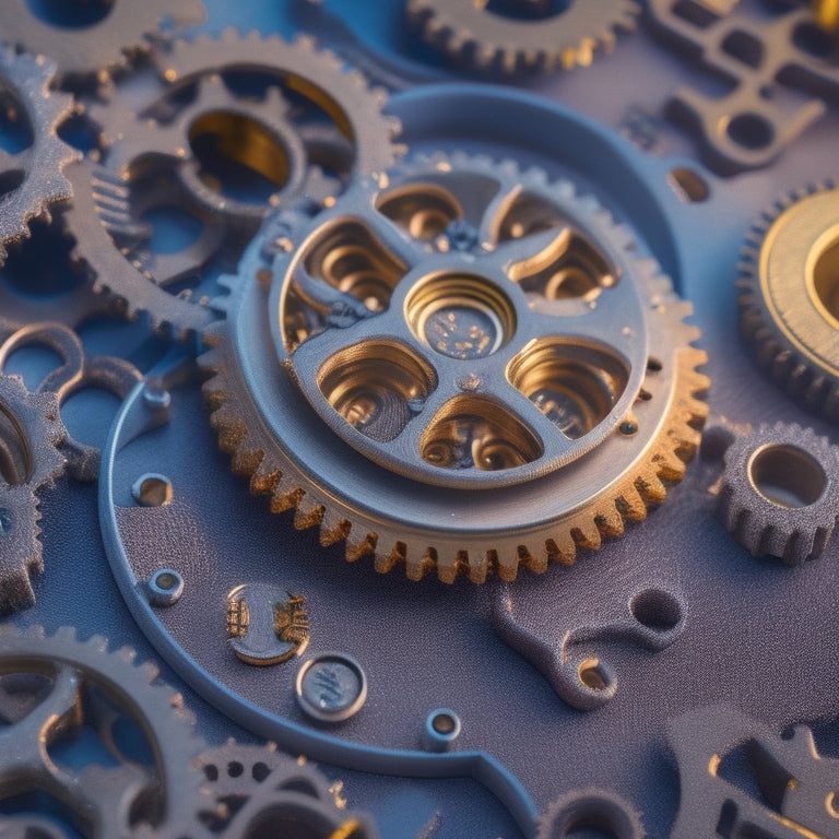 An abstract composition featuring interconnected gears, puzzle pieces, and a subtle grid pattern in the background, conveying a sense of complexity, integration, and strategic planning.