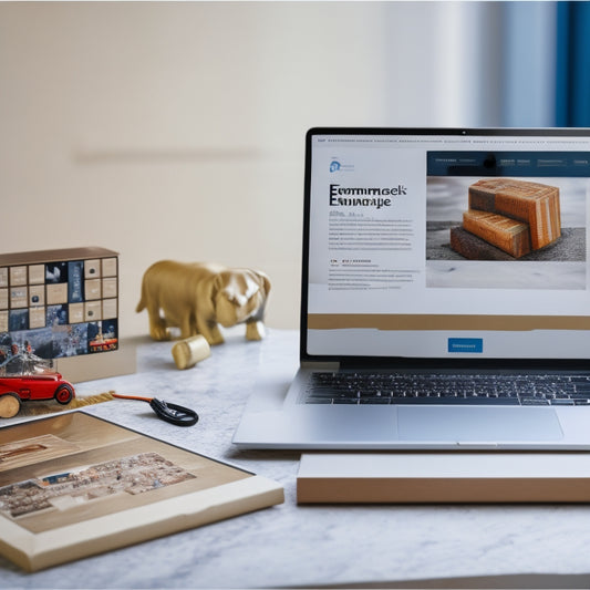 A split-screen image featuring a laptop with a partially built ecommerce website on the screen, alongside a puzzle coming together with ecommerce-related puzzle pieces, such as a shopping cart and a payment icon.