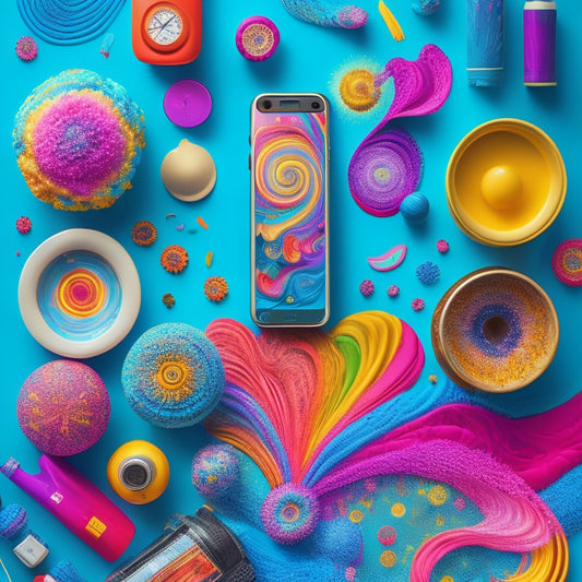 A stylized illustration of a thermometer bursting with colorful, swirling patterns, surrounded by scattered print-on-demand products like t-shirts, mugs, and phone cases.