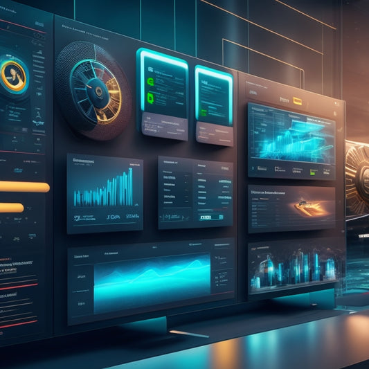 A futuristic ecommerce dashboard with a 3D Shopify storefront in the background, surrounded by orbiting PDF icons, gears, and sparks, symbolizing innovation and digital transformation.