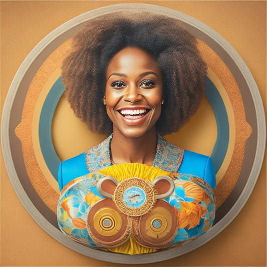 A stylized illustration of a smiling customer surrounded by concentric circles of interconnected elements: a shopping bag, a heart, a smile, a thumbs-up, and a clock, conveying loyalty and satisfaction.