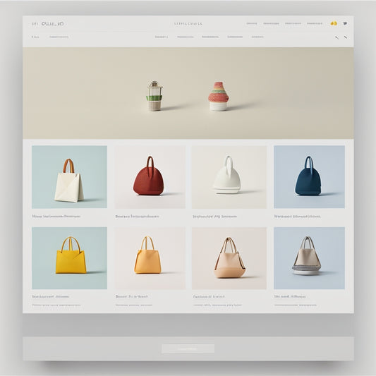 A minimalist, modern e-commerce website screenshot with a clean white background, showcasing a product with 5-7 variants (colors, sizes) organized in a neatly arranged grid, with hover effects and subtle shadows.