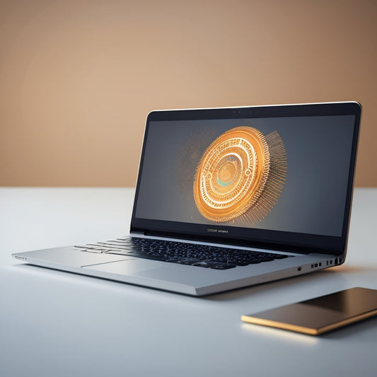 A minimalist illustration of a laptop with a stylized ecommerce form on the screen, surrounded by swirling arrows and gears, conveying speed, efficiency, and innovation.