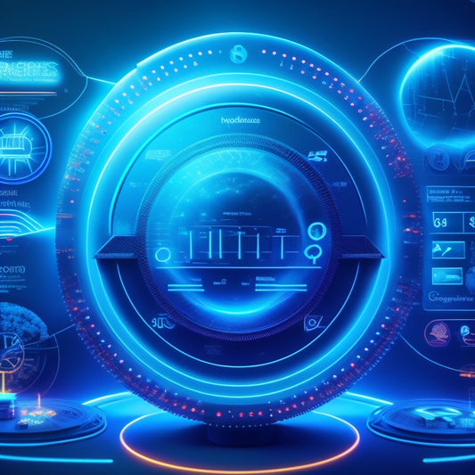 A stylized, futuristic dashboard with various ecommerce plugin icons (e.g. shopping carts, coins, charts) orbiting a central WordPress logo, surrounded by glowing blue circuits and wires.
