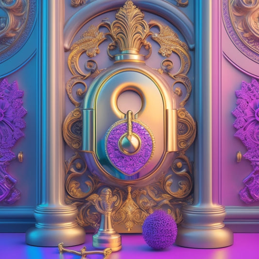 A stylized illustration of a large, ornate key unlocking a futuristic e-commerce portal, with various product categorizations (fashion, electronics, beauty, etc.) radiating from the portal in a gradient of colors.