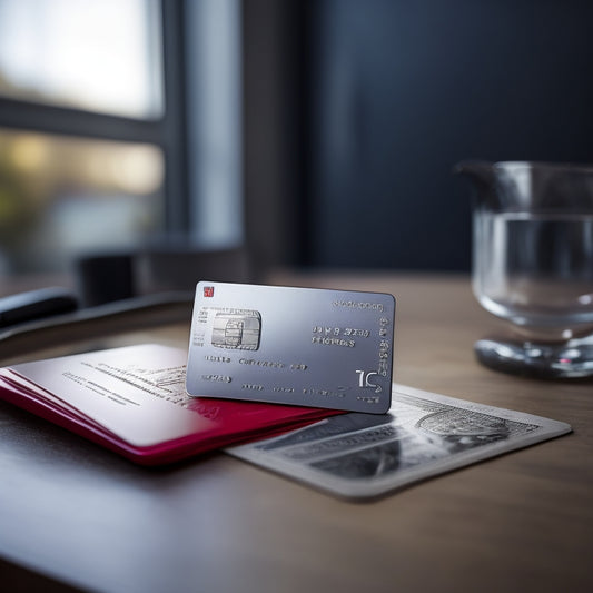 A locked, silver credit card with a bold, red "SECURED" stamp across it, placed on a clutter-free, modern university desk with a subtle, blurred-out degree certificate in the background.