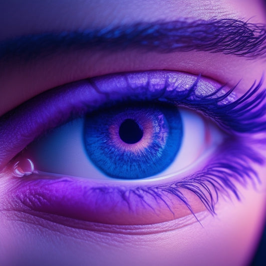 An illustration of a person's eye scanning a website in an F-pattern, with a subtle glow tracing the path, set against a dark blue or purple background with subtle grid lines.