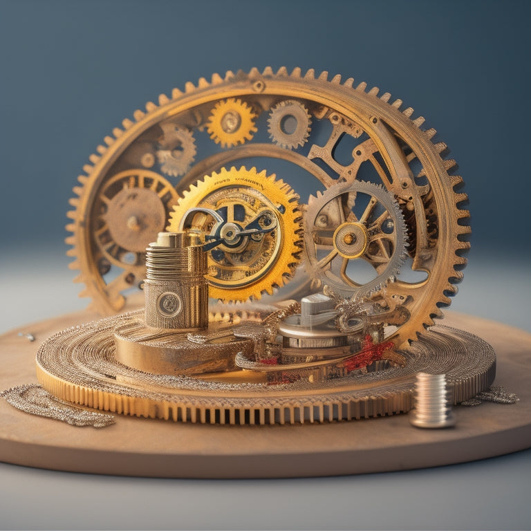 An illustration of a clock with its intricate gears and springs being replaced by smooth, minimalist parts, surrounded by discarded unnecessary components, with a subtle smile on the clock's face.