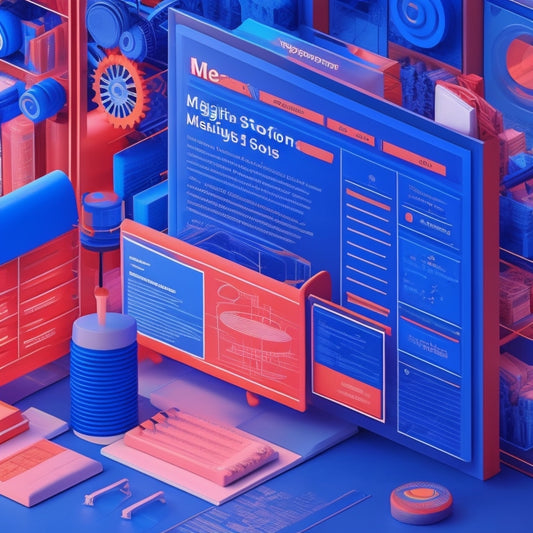 A stylized illustration of a Magento storefront with products on shelves, surrounded by SEO-related elements like magnifying glasses, gears, and upward-trending graphs, set against a blue background with subtle digital patterns.