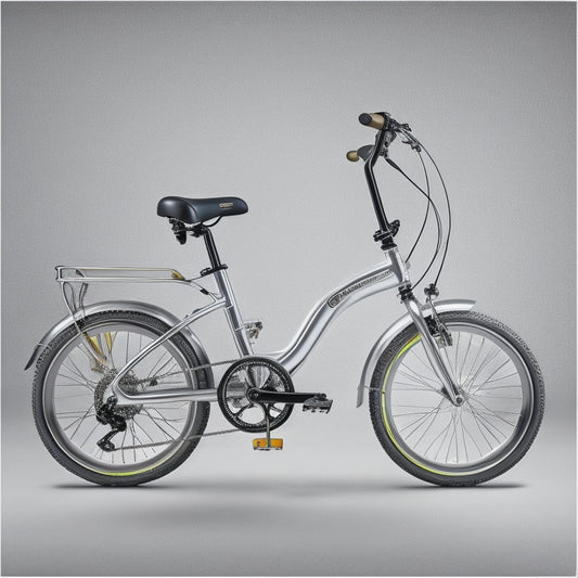 A shiny, silver Pedego electric bike stands on a white background, with five golden gears or cogs surrounding it, each with a subtle sparkle, symbolizing the 5-year warranty.
